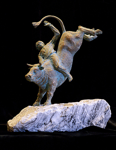 Bull, Bull rider bronze small sculpture