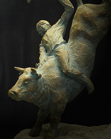 Bull, Bull rider bronze small sculpture